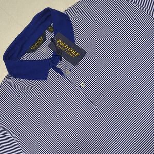 NEW Polo Golf Moisture Wicking Striped Mens Golf Polo Shirt Blue White Size XL